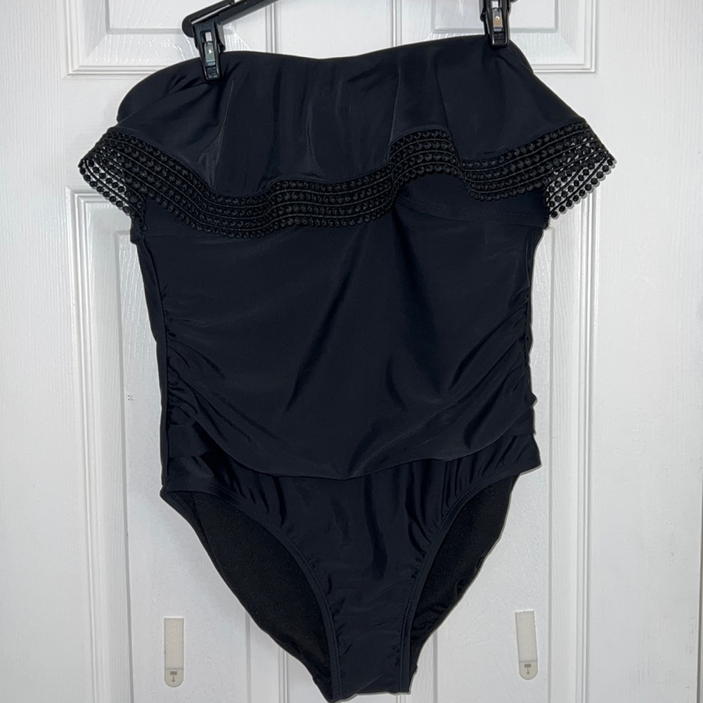 Kona Sol Black One Piece Swimsuit Size Large